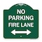Signmission No Parking Fire Lane W/ Bidirectional Arrow, Green & White Aluminum Sign, 18" x 18", GW-1818-23738 A-DES-GW-1818-23738 - alternate 1